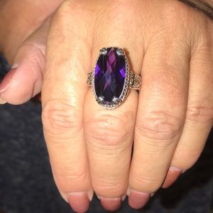 Sterling silver marcasite and Amethyst  ring